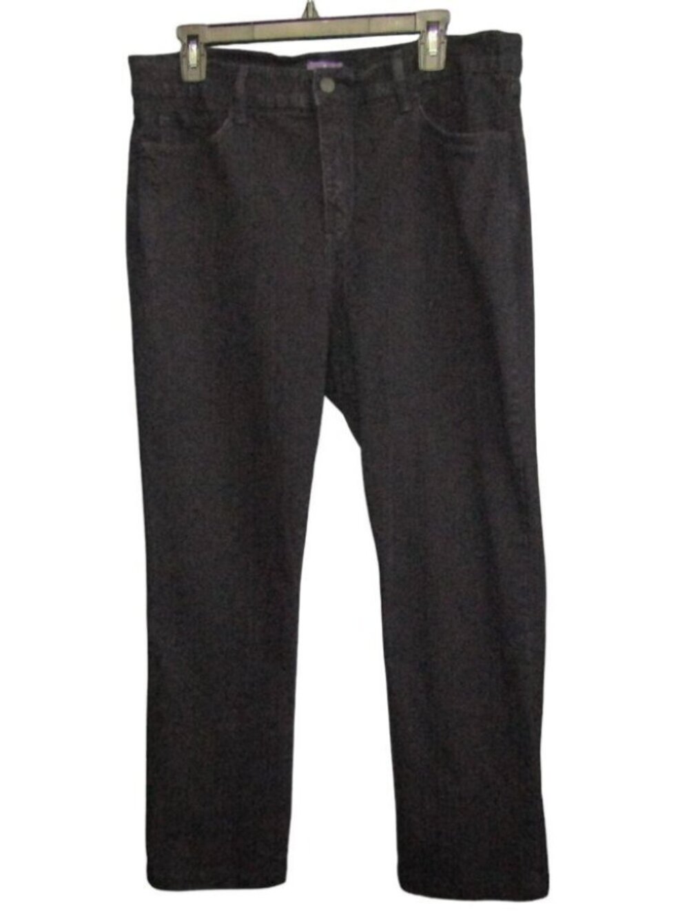 NYDJ Jeans Black Denim Lift Tuck Technology Size 16 Straight Leg Stretch USA